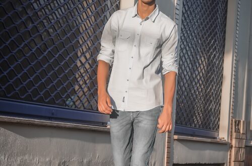 Photo gray pants in a mens style